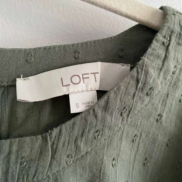 LOFT Anne Taylor 100% Cotton Oversized Sage Green Balloon Sleeve Blouse Size S - Picture 5 of 16